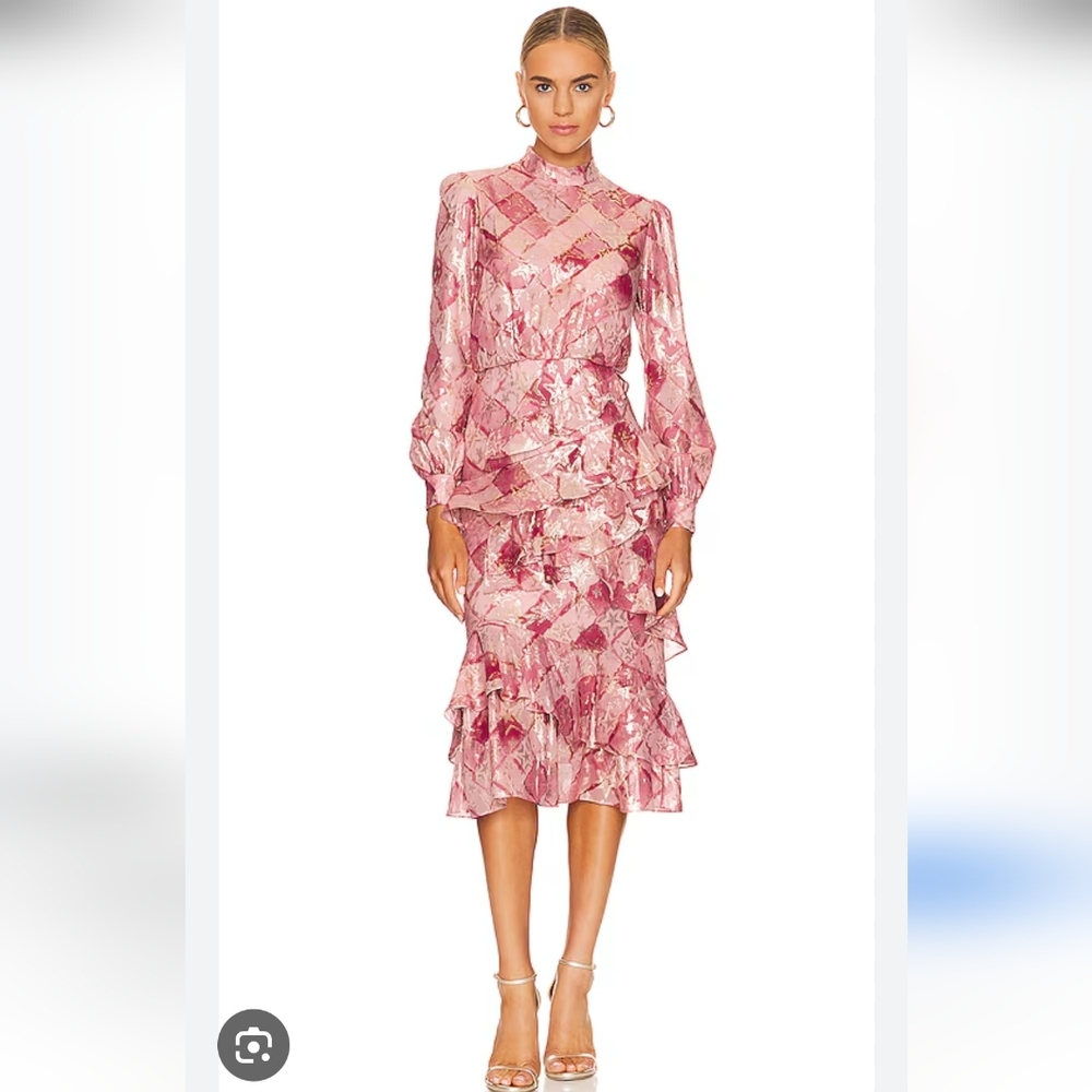 Saloni Pink Midi Dress